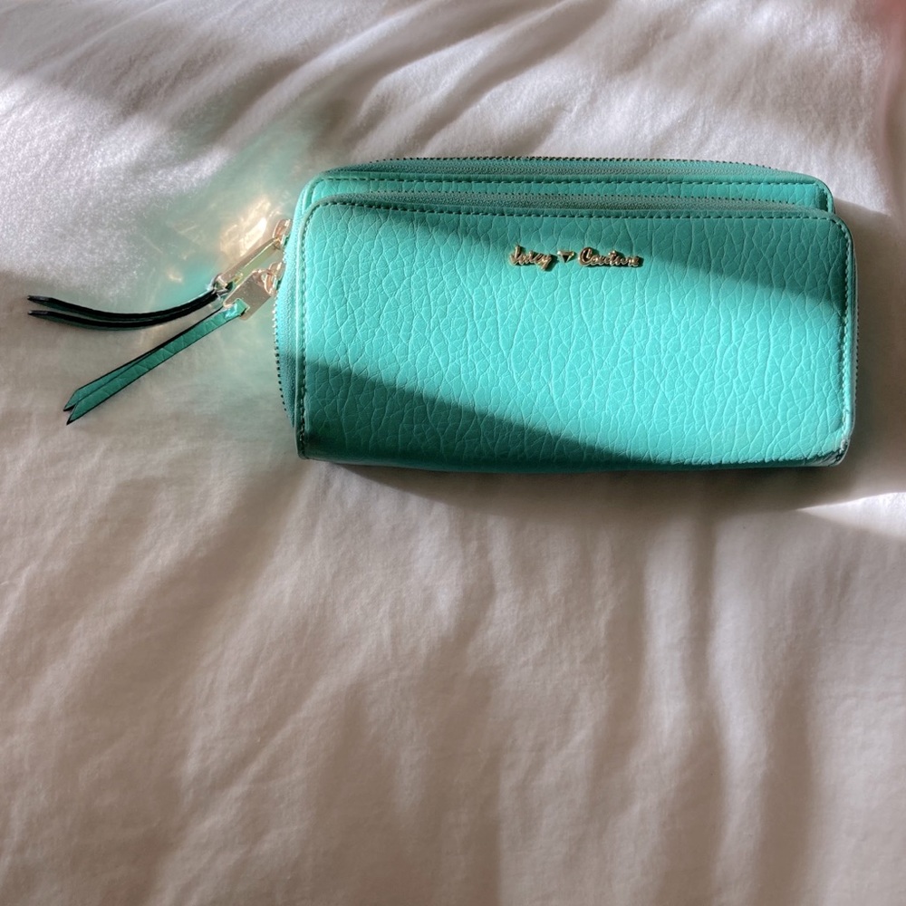 Juicy Couture Teal Leather Envelope Wallet